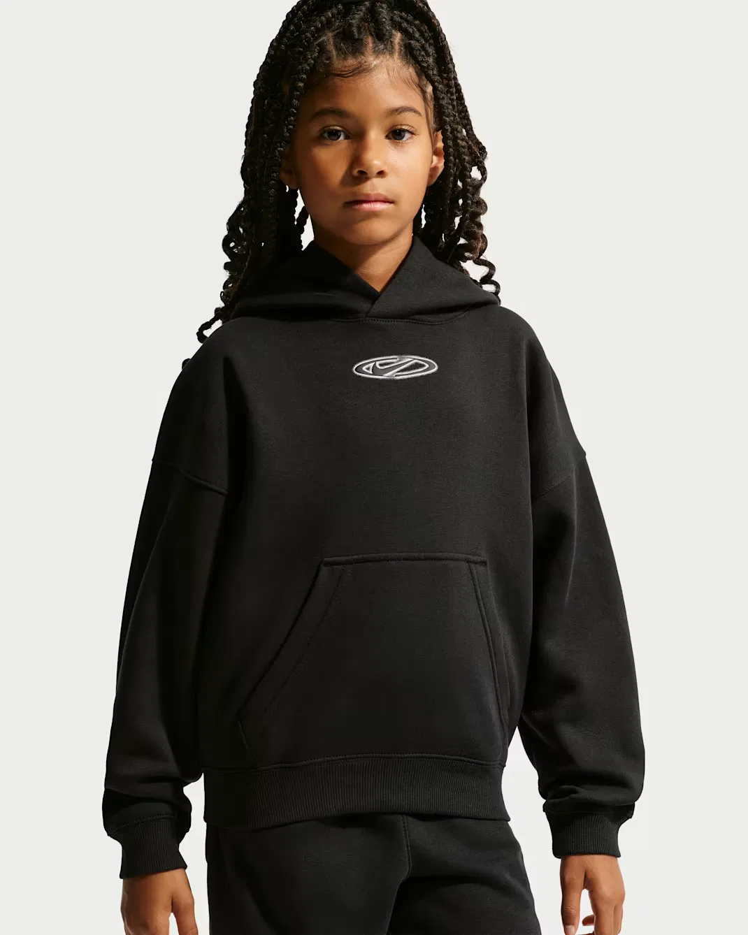 Толстовка большого размера для детей постарше Nike Sportswear Club Fleece, Black/White/Black — фото 2
