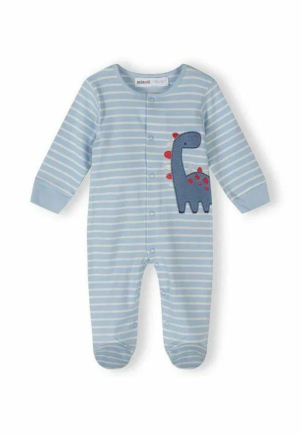 Комплект из 3 хлопковых пижам-слипов с динозаврами Minoti, light blue/white, белый/светло-голубой — фото 2