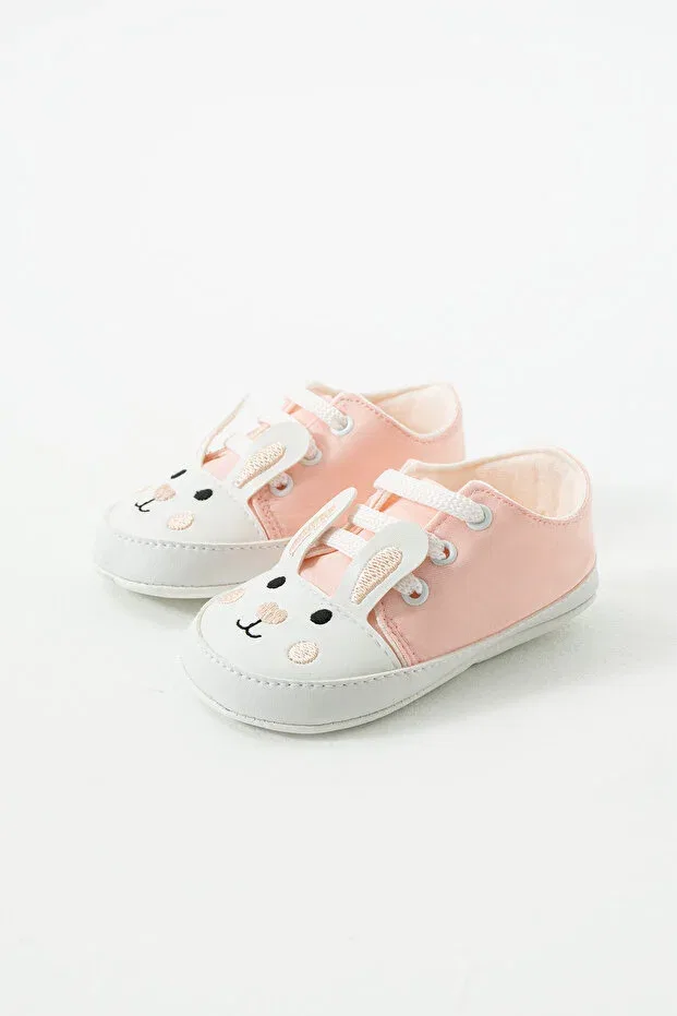 Детские ботинки для девочек с вышивкой First step lace-up rabbit embroidered Yummy Kids, Powder