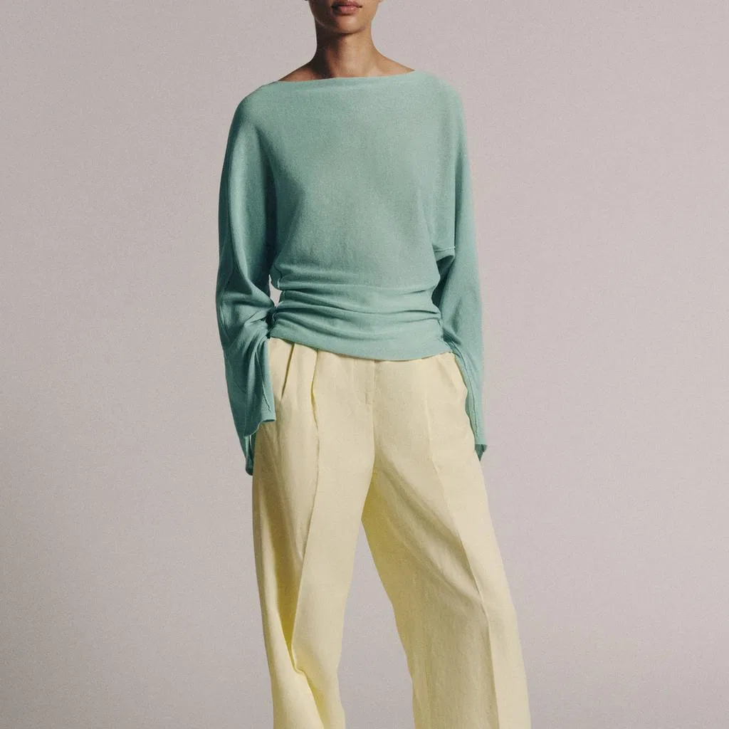 Женский свитер с лодочным вырезом Washed Blue ZARA, Washed Blue — фото 4