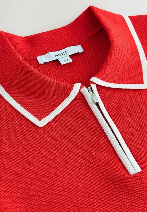 Поло с застежкой-молнией Regular Fit Next, Red Tipped, красный — фото 2