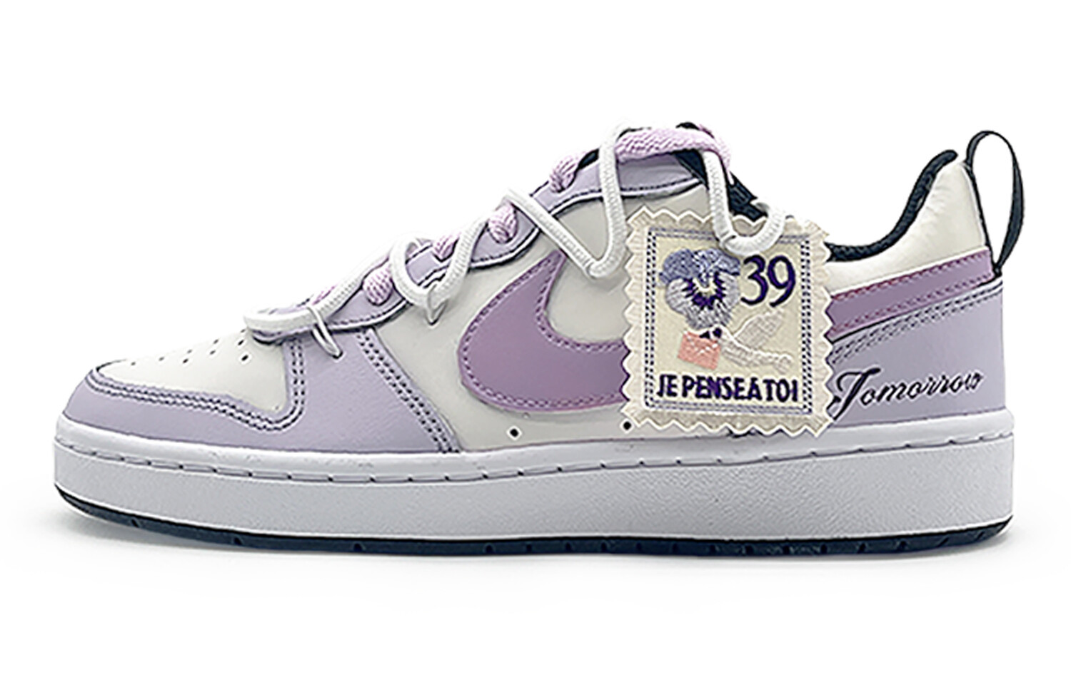 

Кроссовки Nike Court Borough Skateboard Shoes Women's Low-Top White Purple, Фиолетовый, Кроссовки Nike Court Borough Skateboard Shoes Women's Low-Top White Purple