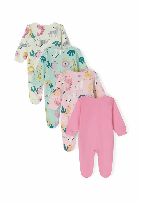 Комплект из 4 боди с длинным рукавом, хлопок, Sleep Suit Minoti, purple white mint, белый/фиолетовый — фото 3