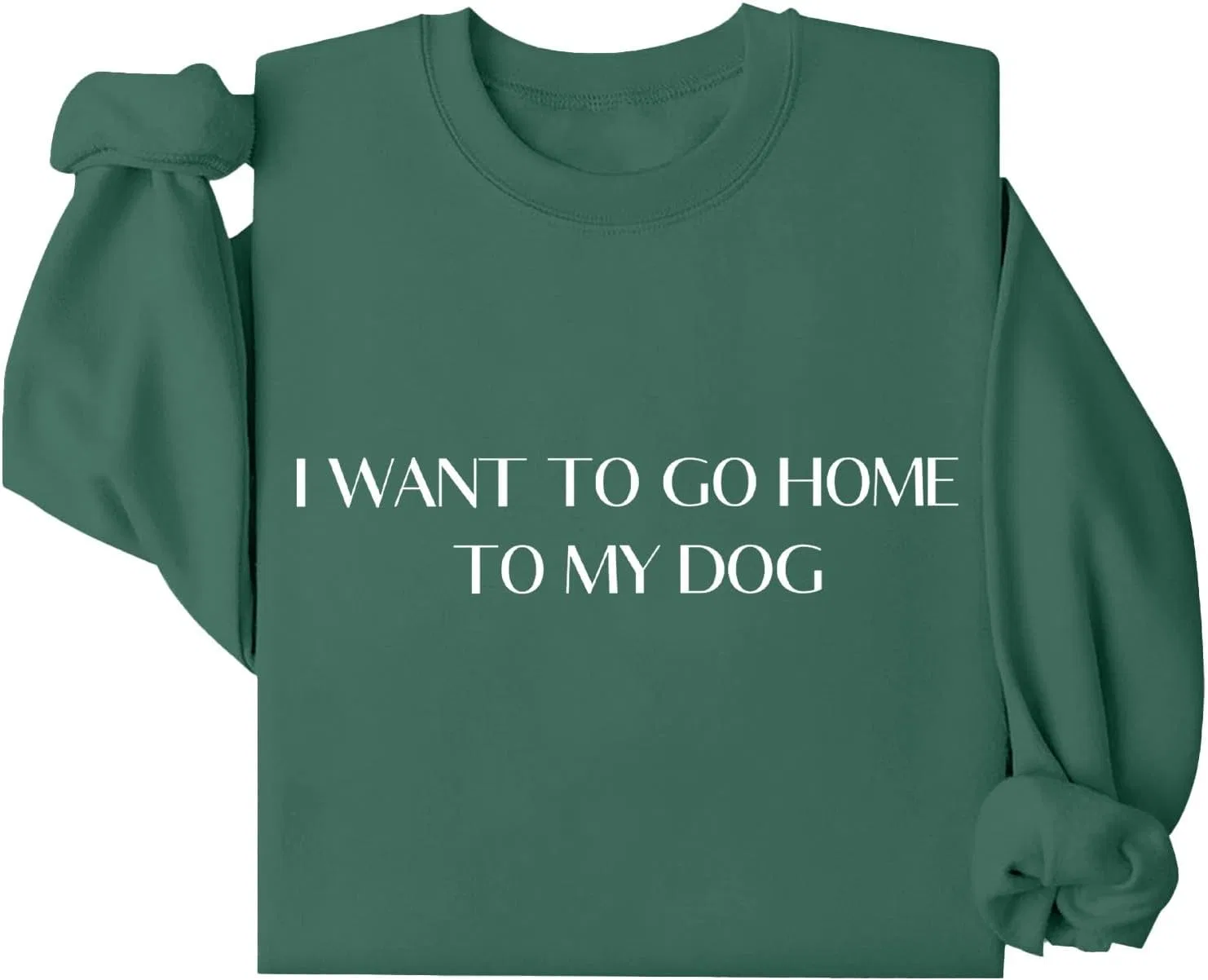Женский свитшот с принтом I Want To Go Jone To My Dog, зелёный — фото 4