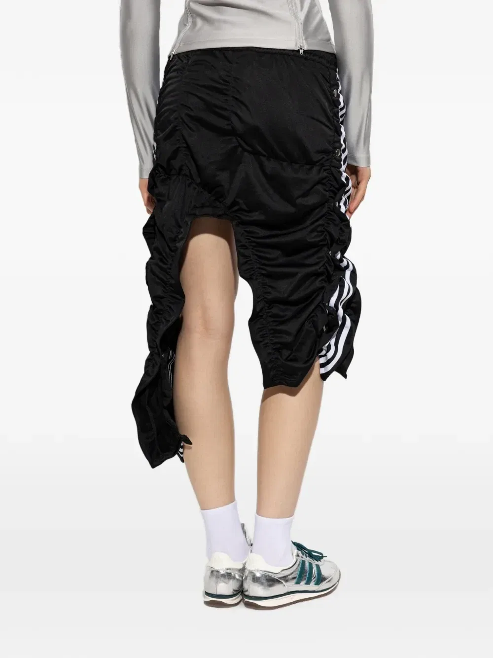 Юбка со сборками и боковыми полосками Adidas, черный — фото 4