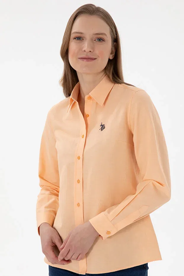 Женская рубашка с длинным рукавом Basics U.S. Polo Assn., Melon — фото 4