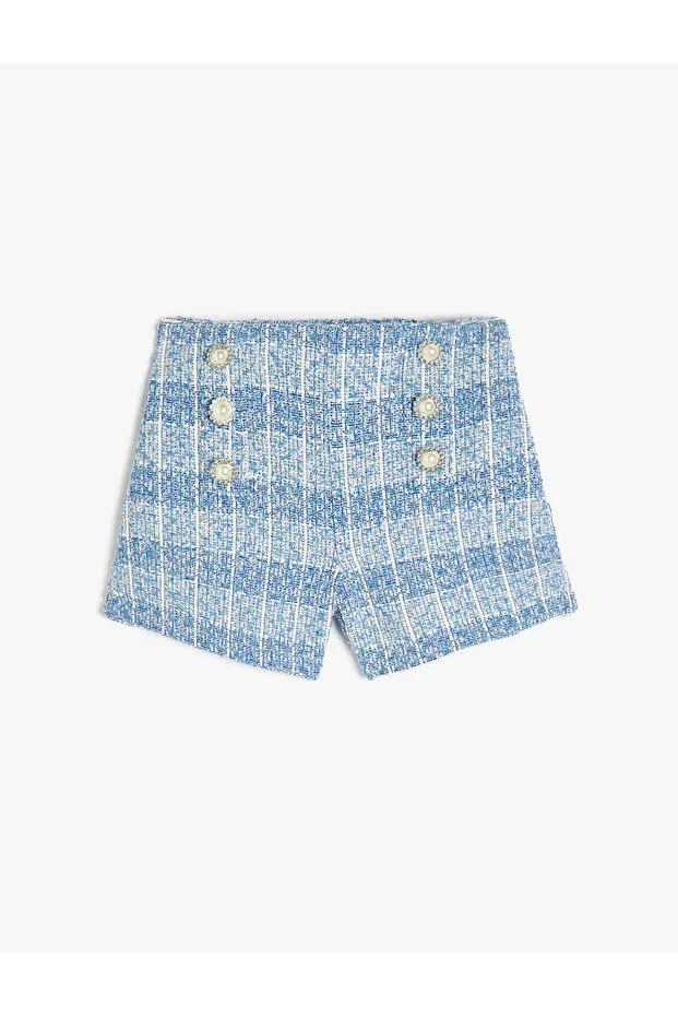 Детские шорты для девочек с принтом Basics Koton, Blue Plaid