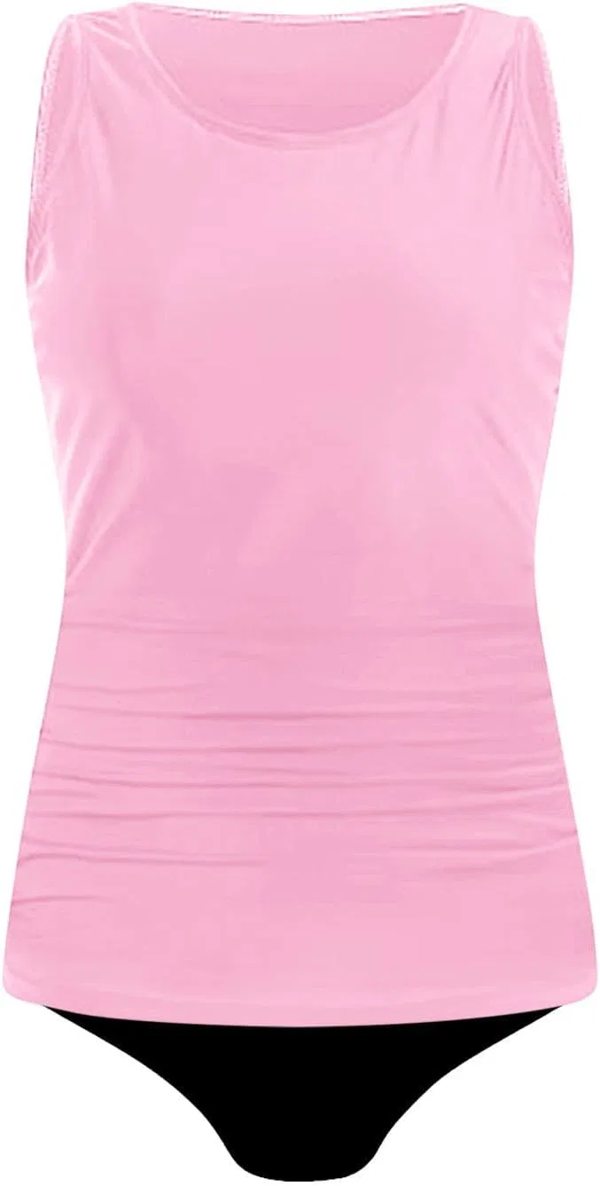 Танкини с шортами для женщин с утяжкой живота, Pink — фото 4