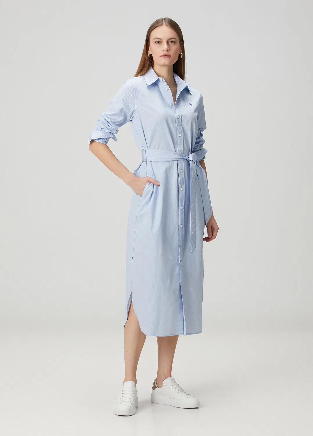 Платье-рубашка миди Polo Ralph Lauren, blue — фото 2