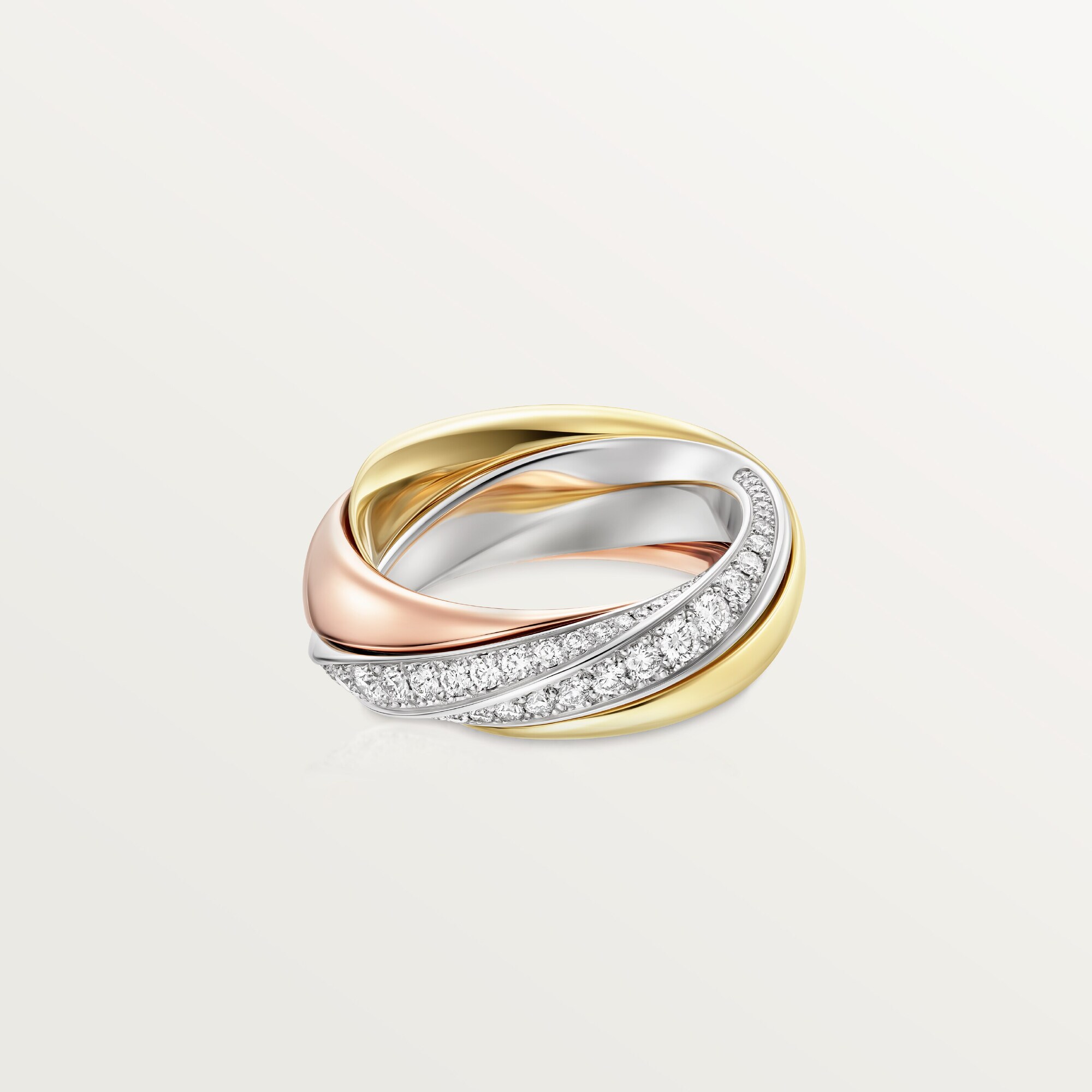 

Кольцо Cartier Trinity Half-paved, золото/белое золото/розовое золото/бриллианты