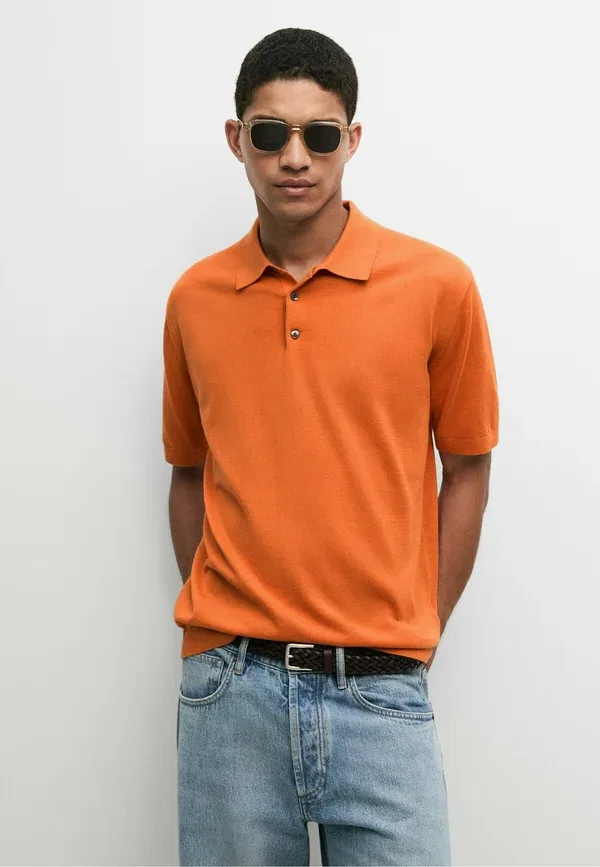 Футболка поло свободного кроя Polo shirt Massimo Dutti, оранжевый