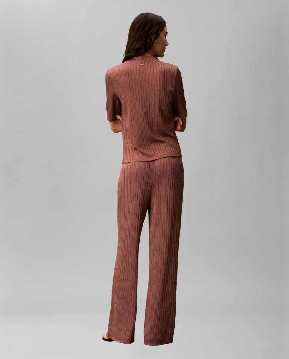 Женские прямые брюки из рифленой ткани Calvin Klein, Цвет Marrón — фото 3
