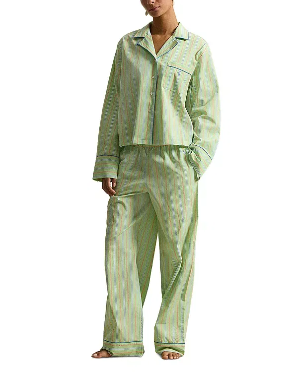 Женская пижама с воротником-поло Core 23" pajama set with piping Polo Ralph Lauren, Sunday Stripe