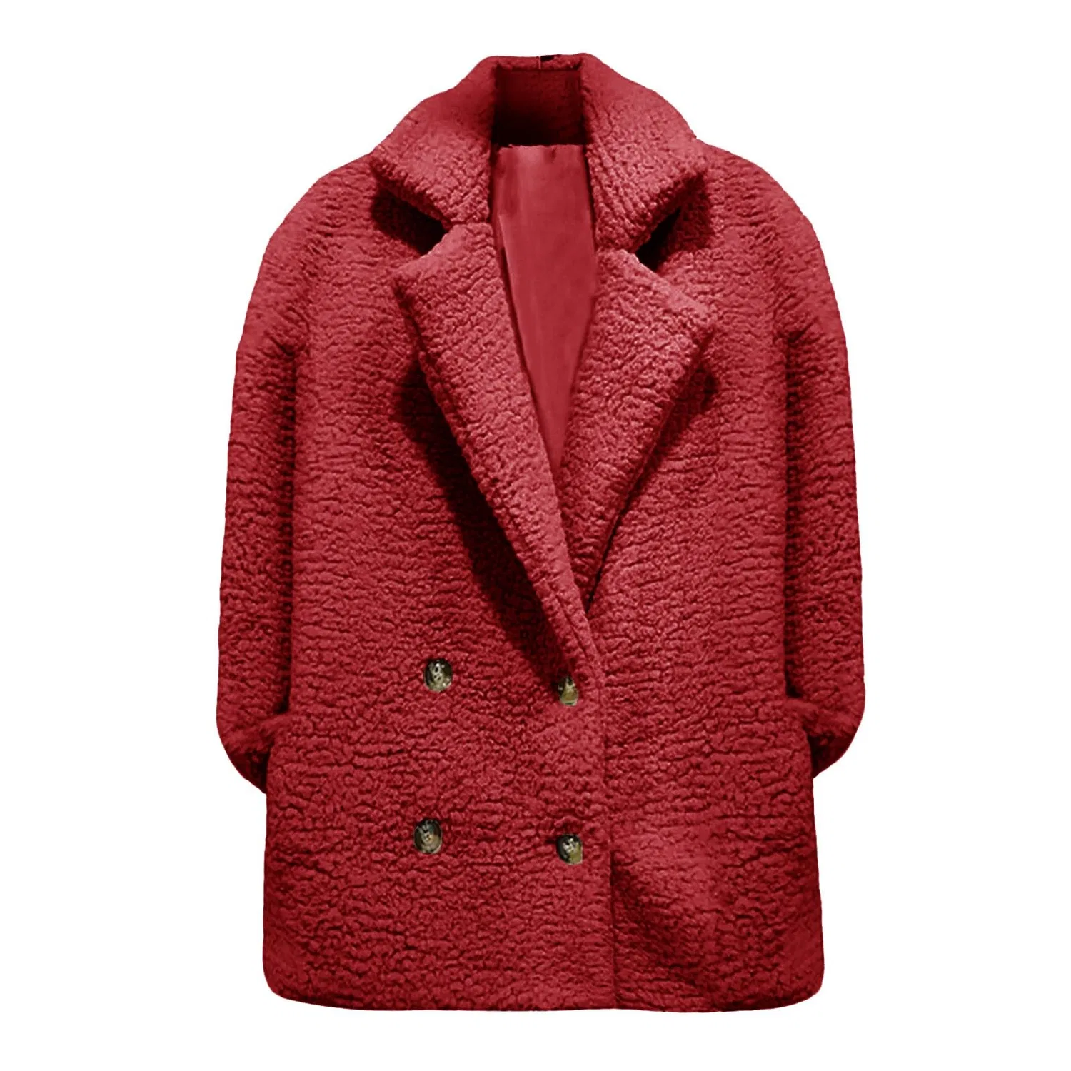 Женское плюшевое пальто с длинным рукавом, модель Teddy, Rosso — фото 3