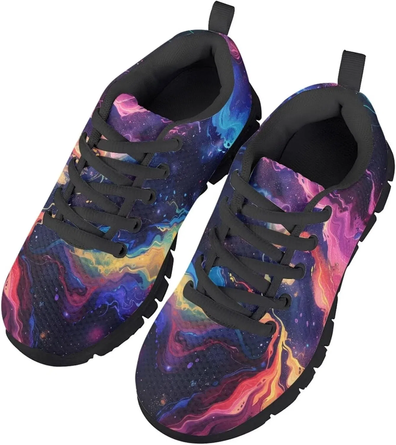 Детские кроссовки для девочек без шнурков, модель Girls Athletic Shoes Kids Slip on Shoes Girls 3-10 Years Old Toddler Sneakers Black, Starry Sky Art — фото 3