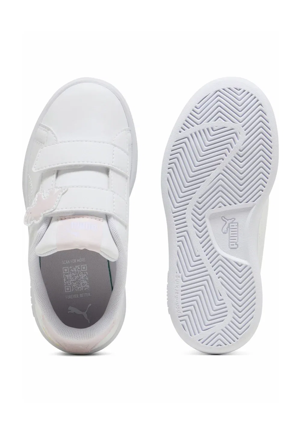 Кроссовки Smash 3.0 Dino унисекс - кеды Puma, White-Powder Pink — фото 3