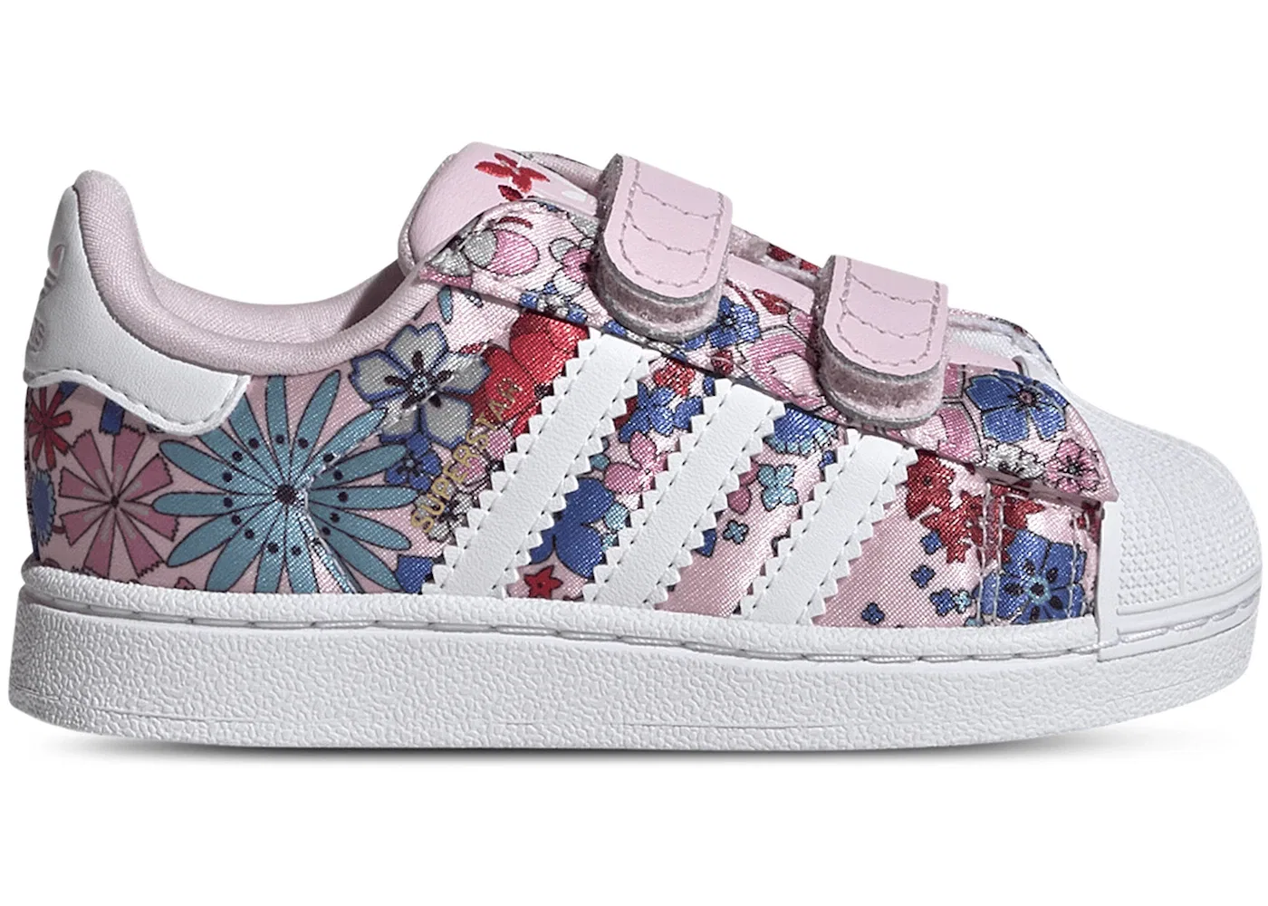 Детские кроссовки с цветочным принтом Adidas Superstar II Comfort Closure Liberty London, Clear Pink/Cloud White/Light Pink