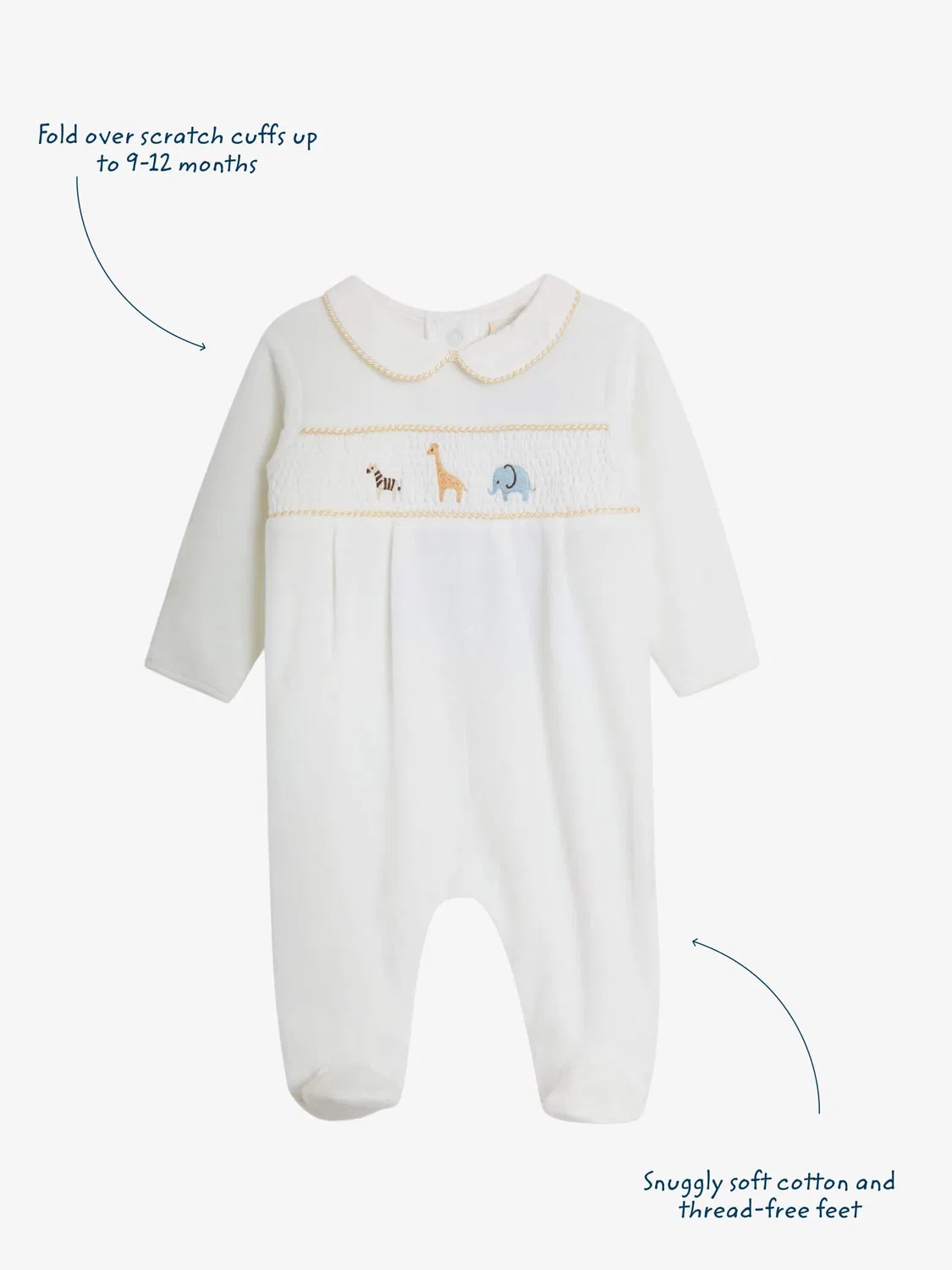Комбинезон велюровый Safari Jojo Maman Bébé, кремовый — фото 3