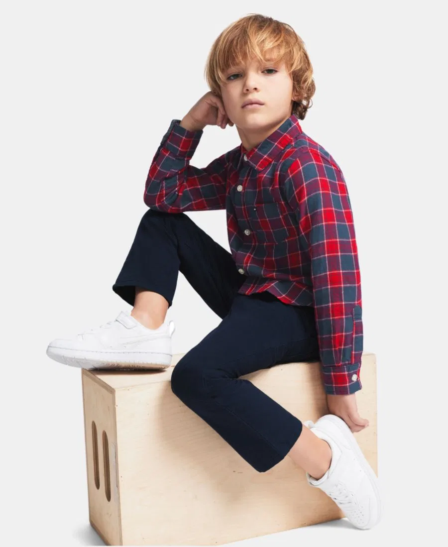Комплект из рубашки и брюк с фланелевым принтом Tommy Hilfiger, Red Plaid/Navy — фото 3
