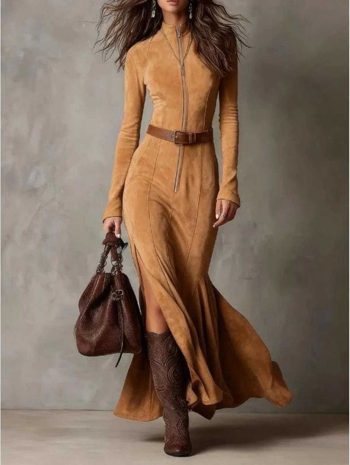 Женское макси платье с высоким разрезом Vixorafashion, Light Yellow — фото 2