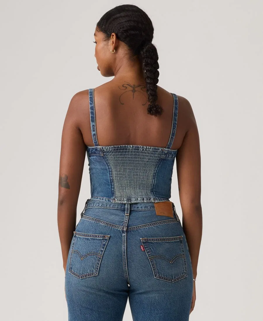 Топ без рукавов из денима с квадратным вырезом Levi's, All Over Blue — фото 4