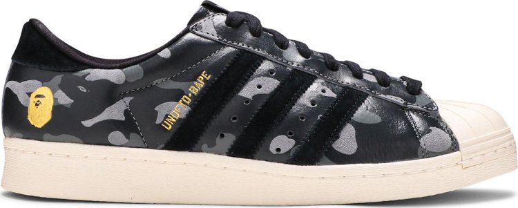 Кроссовки Adidas A Bathing Ape x Undeafeated x Superstar 80s 'Black Camo', черный - фото