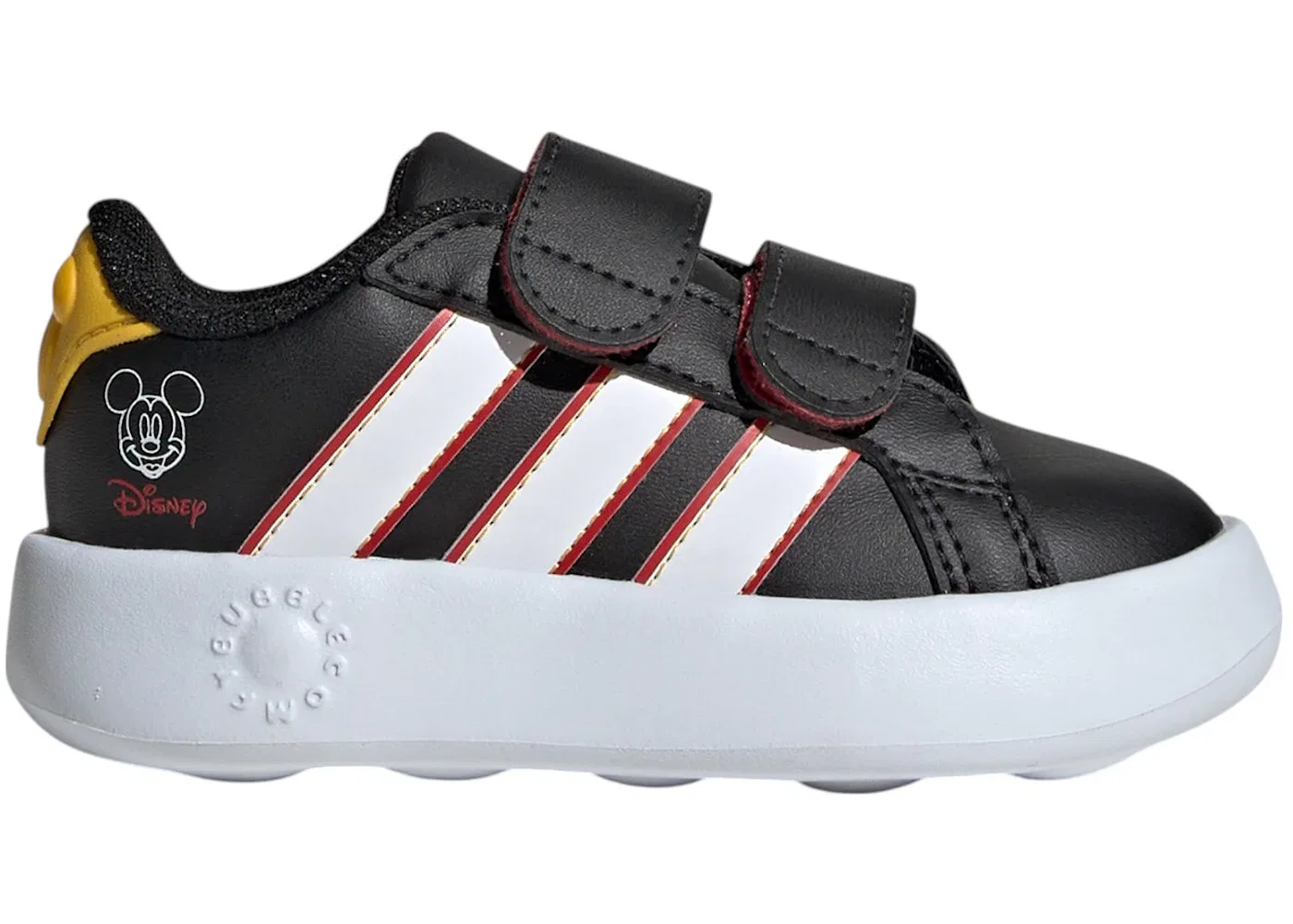 Детские кроссовки Lifestyle с принтом Disney Mickey Mouse Adidas Grand Court, Core Black/Cloud White/Collegiate Red