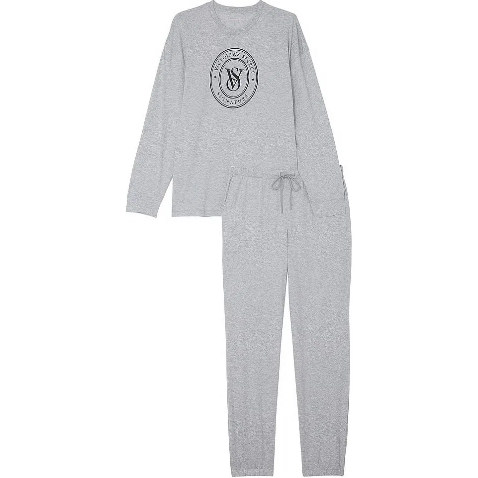 Женский пижамный комплект с длинным рукавом Victoria's Secret, Medium Heather Grey/Medium Gray