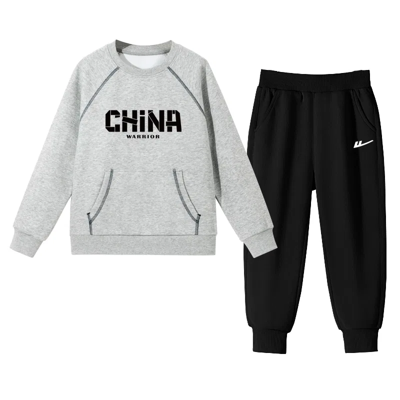 Детский спортивный комплект в стиле хип-хоп, Casual Sportswear, WARRIOR, Gray/Black Shape-Black/H White Logo K