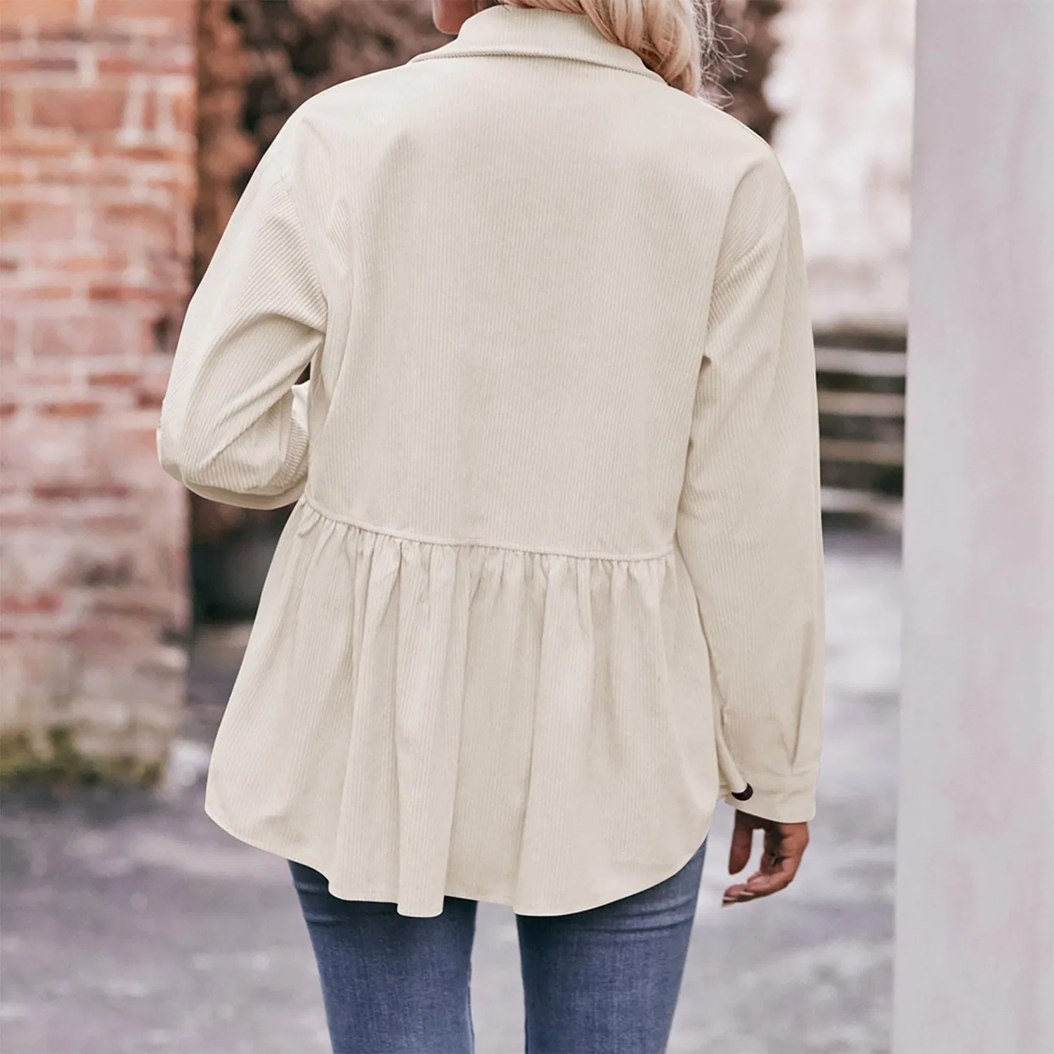 Женская куртка из вельвета с длинным рукавом Lino Donna, Bianco — фото 2