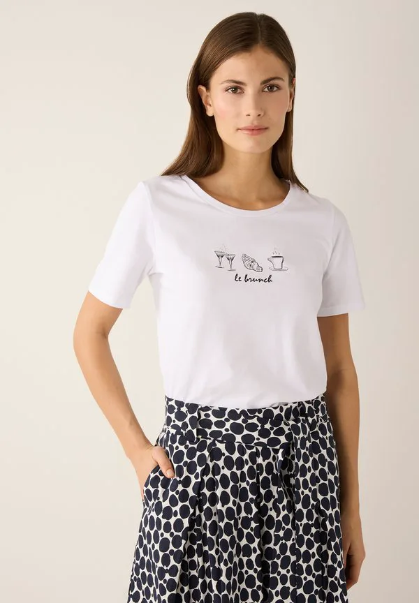 

Футболка с принтом спереди и штрасштайнхен More & More, White, Белый, Футболка с принтом спереди и штрасштайнхен More & More, White