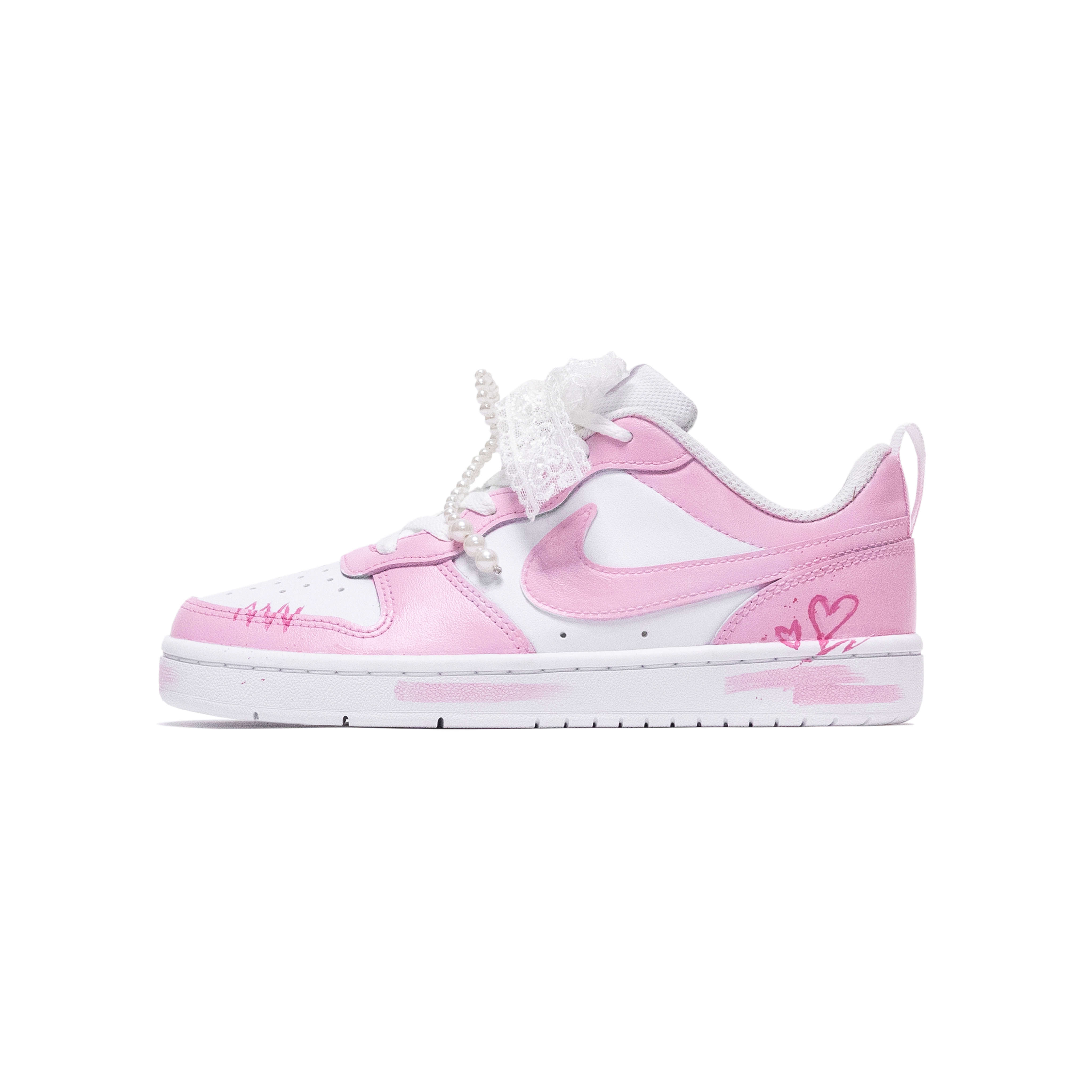 

Nike Кроссовки Court Borough Pink Dreamy с антискользящим покрытием, низкие, для детей и подростков. Розовые, белые, для подростков.