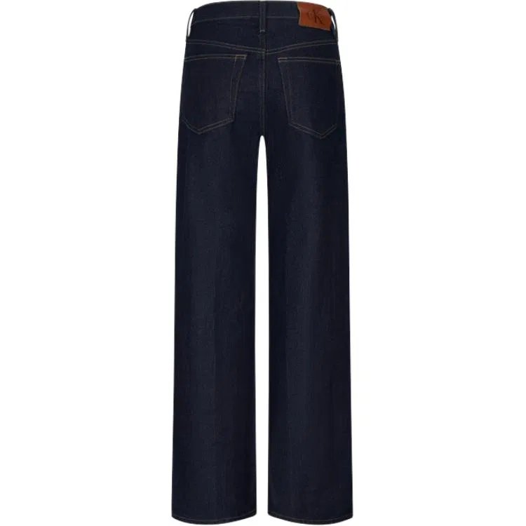 Женские джинсы с широкой штаниной Calvin Klein, Denim Dark Blue — фото 4