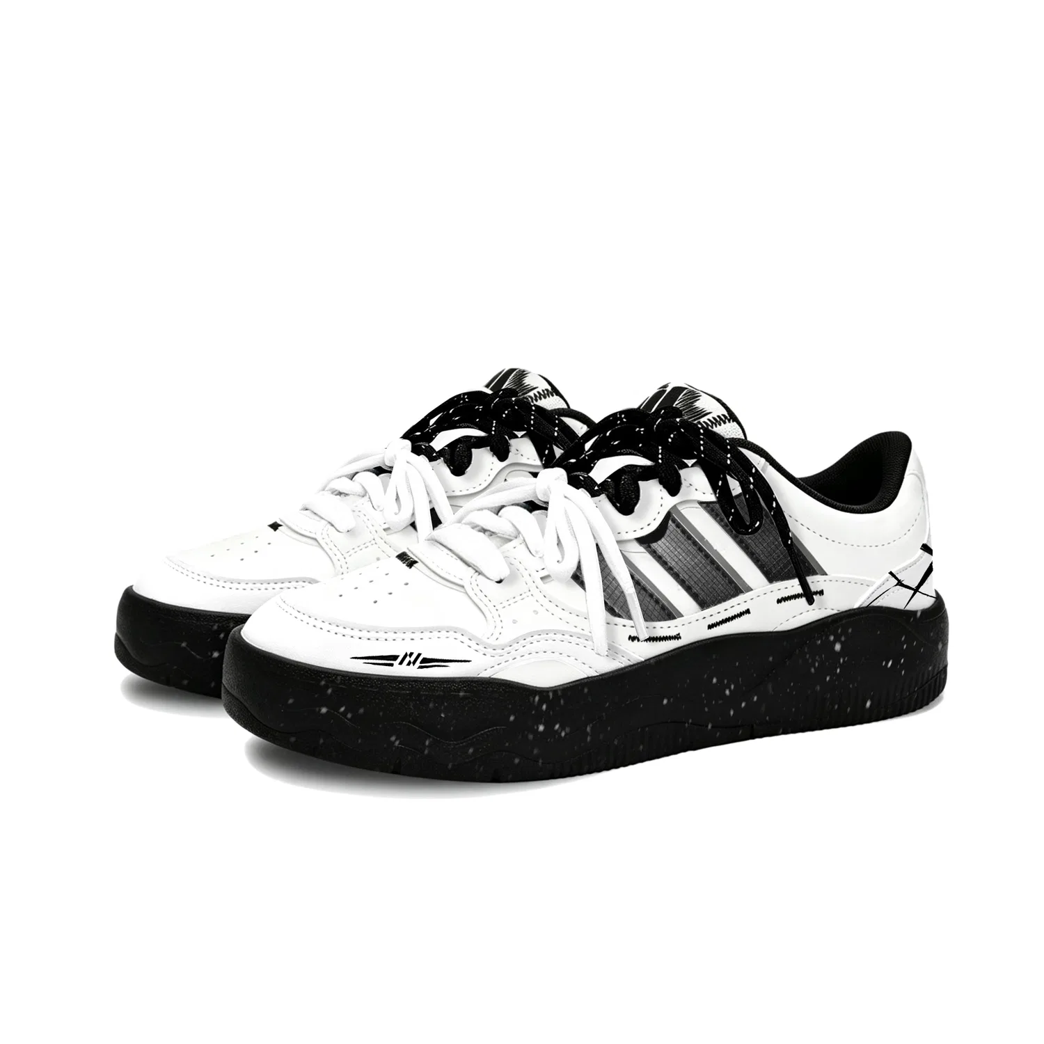 Детские кроссовки для скейтбординга с принтом LITE SHUFFLE Adidas, Black White — фото 4