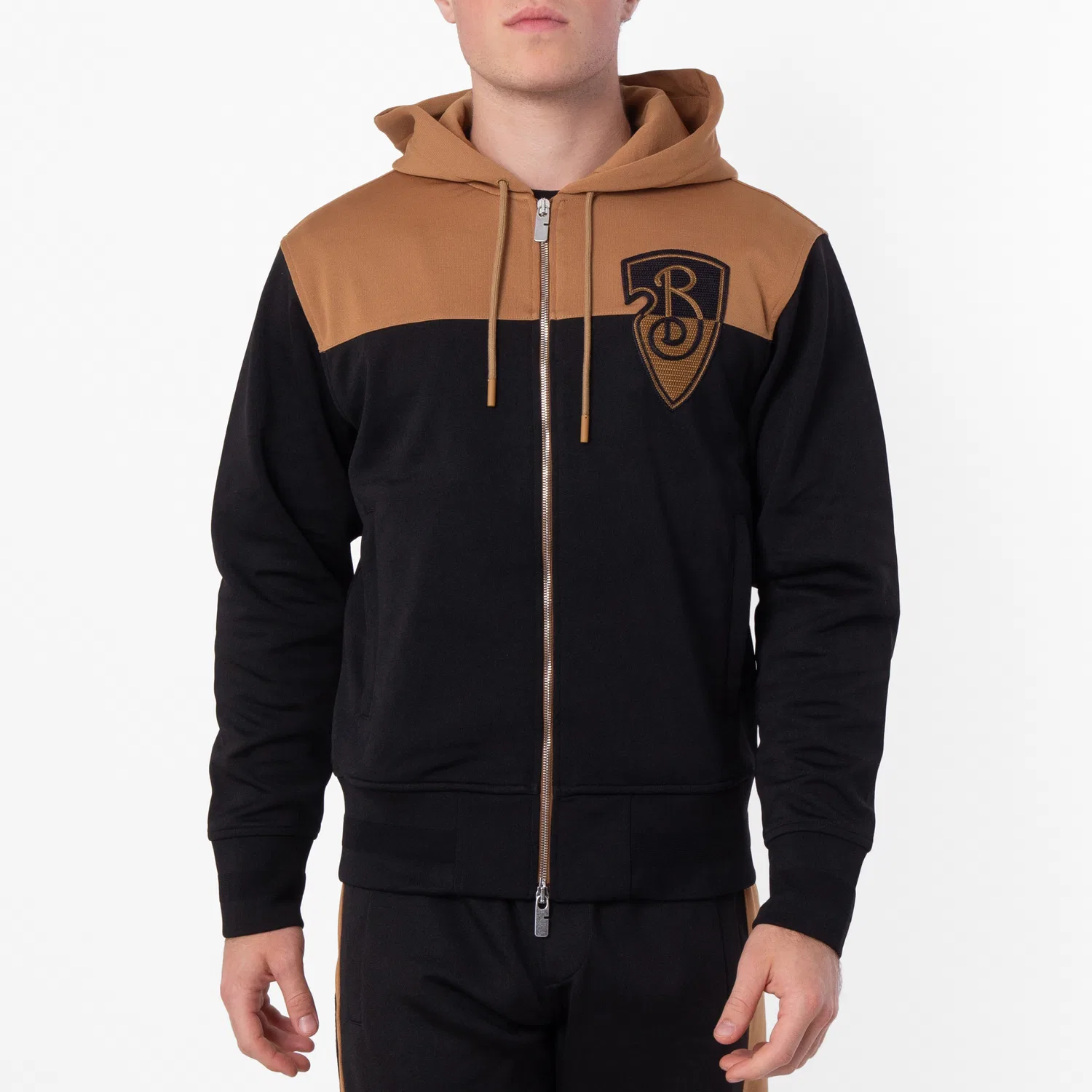 Худи с принтом Logo Patch Front Zip Hoodie Burberry, Black