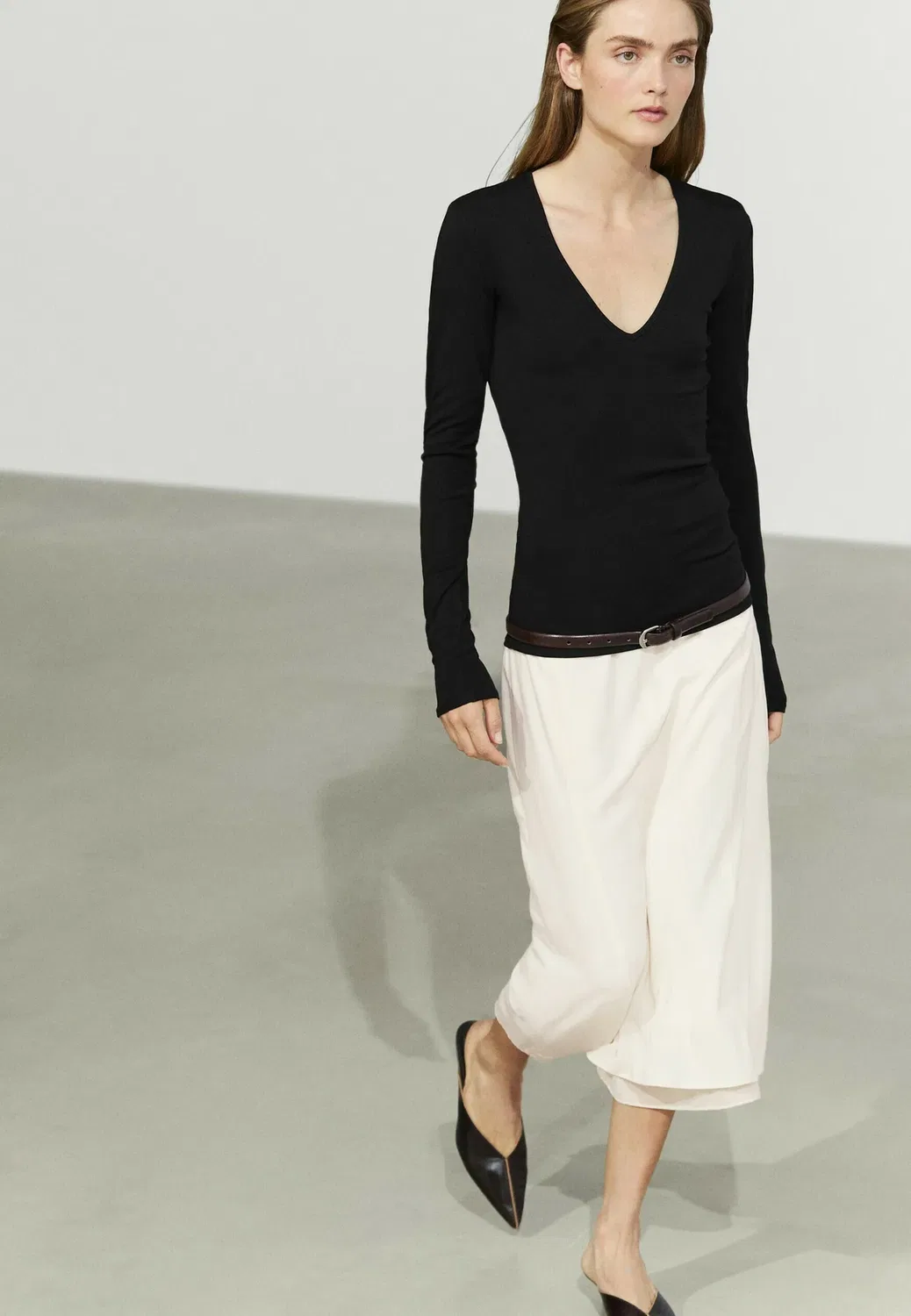Топ с длинными рукавами Massimo Dutti, Black — фото 4
