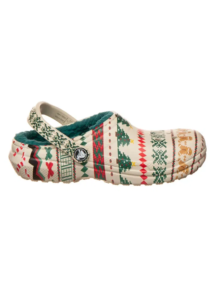 Сабо утепленные Lined Fair Isle Crocs, бежевый — фото 2
