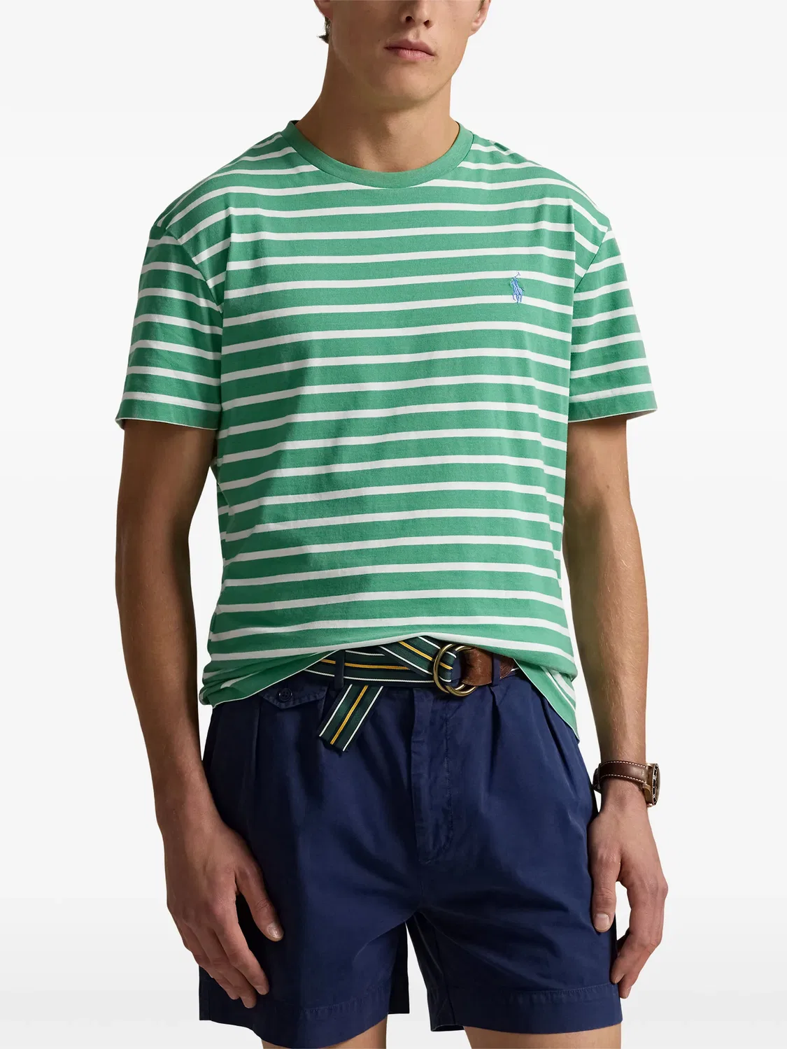 Футболка из хлопка в полоску Polo Ralph Lauren, зеленый — фото 2