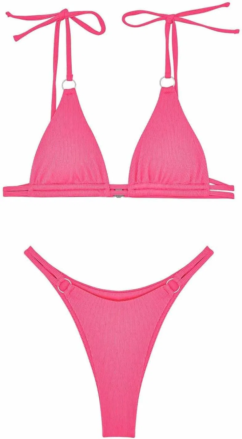 Женский цельный купальник с v-образным вырезом, Hot Pink