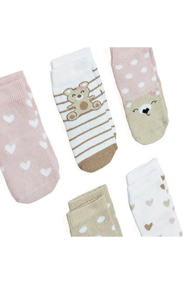 Детские носки для девочек с принтом Hellobaby Ebebek Hello Baby, Beige Printed — фото 3