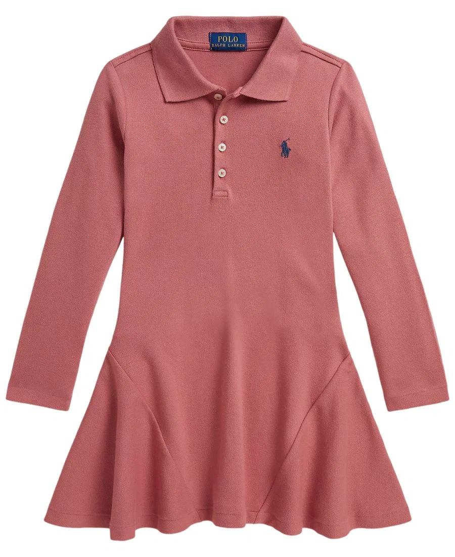 Платье-поло из стрейч-сетки с длинным рукавом Polo Ralph Lauren, Canvas Pink — фото 4