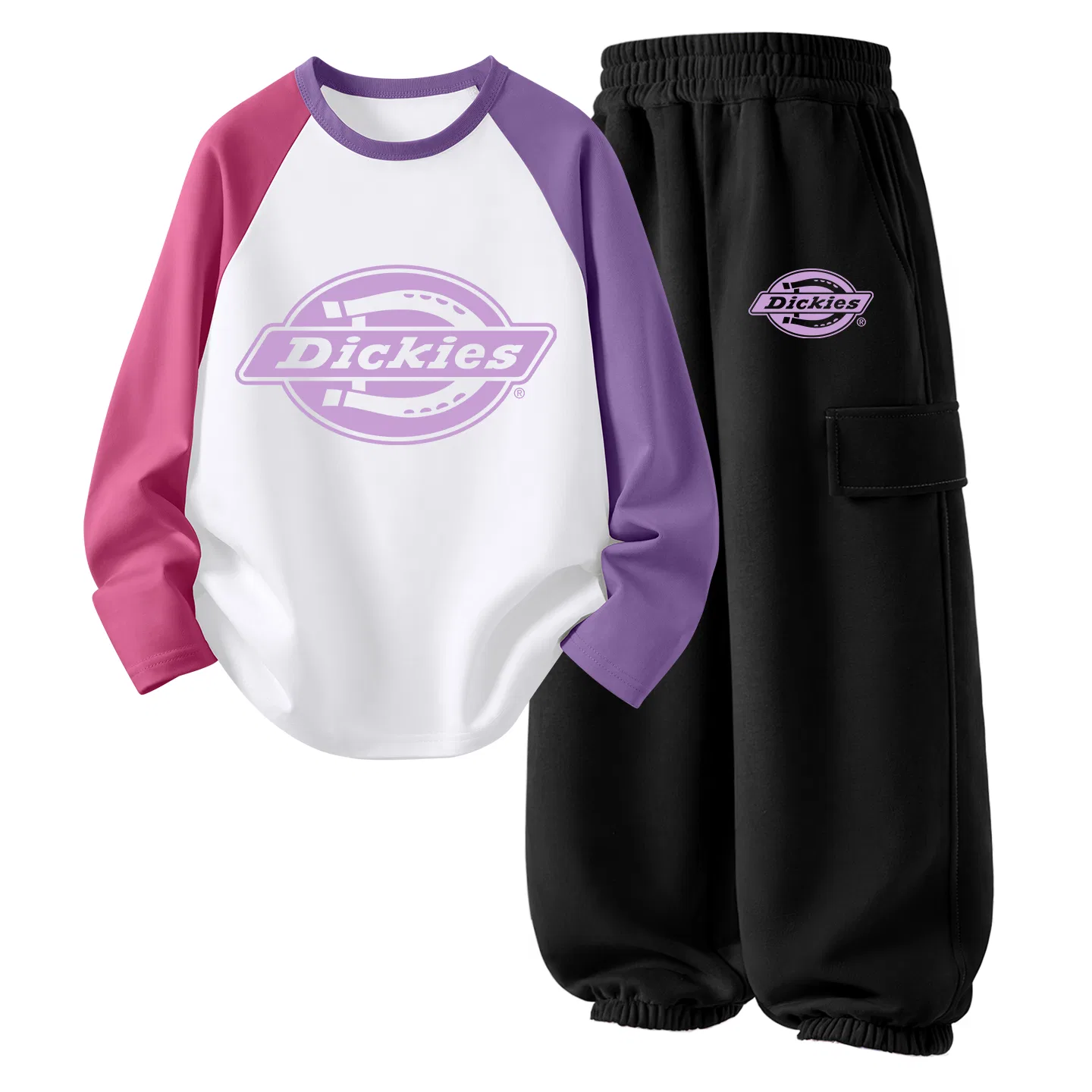 Детский спортивный комплект с логотипом Dickies, Черный/Розовый