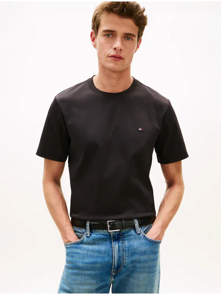 Футболка с коротким рукавом из интерлока TOMMY HILFIGER, Black