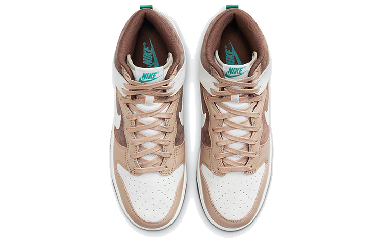 Кроссовки Nike Dunk High, коричневый/белый — фото 4