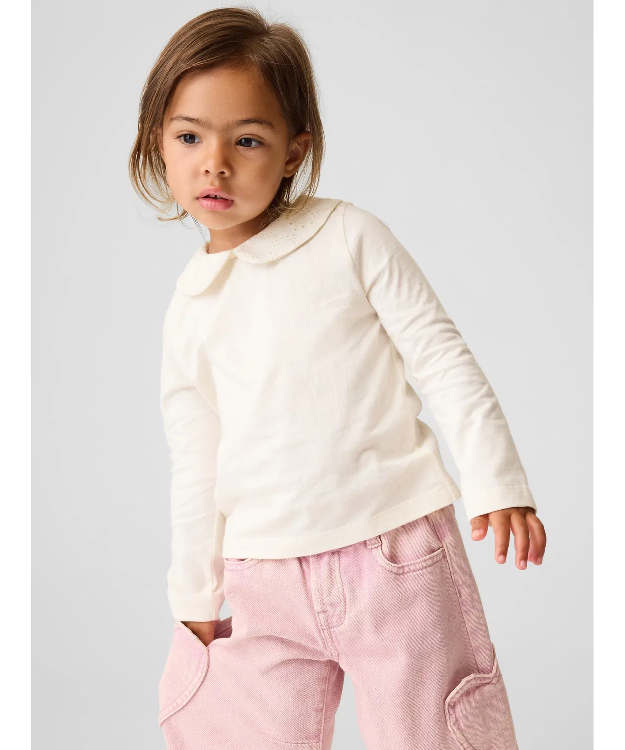 Детская футболка с воротником Питера Пэна GAP, Ivory