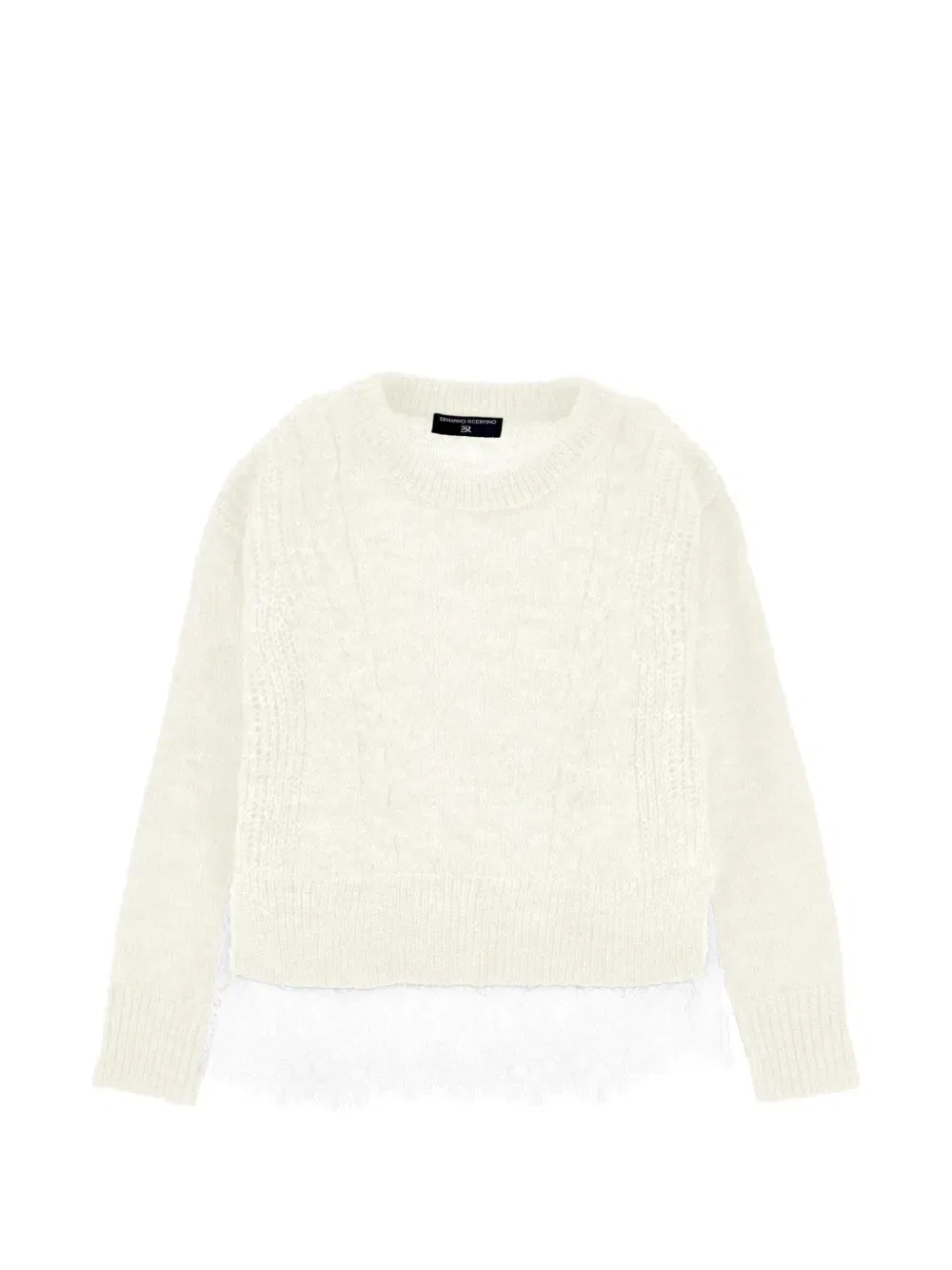 Свитер из кос с кружевной отделкой Ermanno Scervino Junior, бежевый