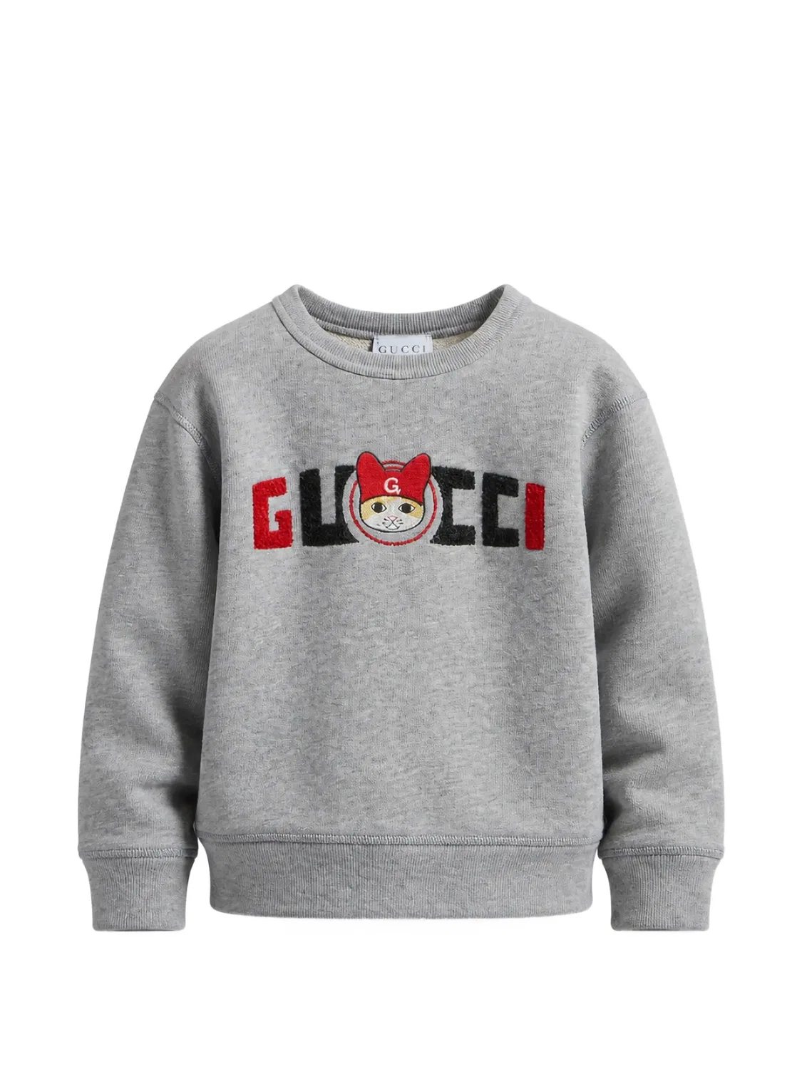 Gucci Свитшот с вышивкой кота серый