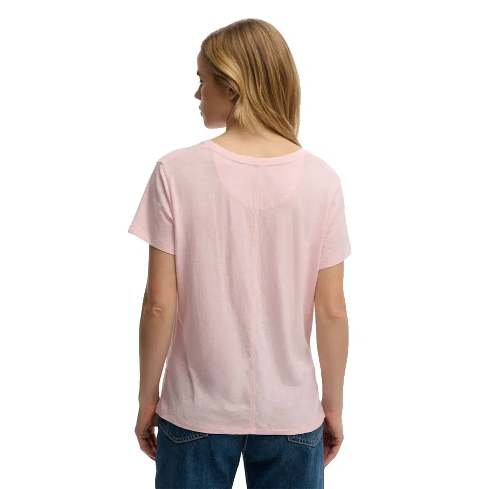 Футболка с коротким рукавом Superdry Studios Slub Embroidered Vee Superdry, розовый — фото 2