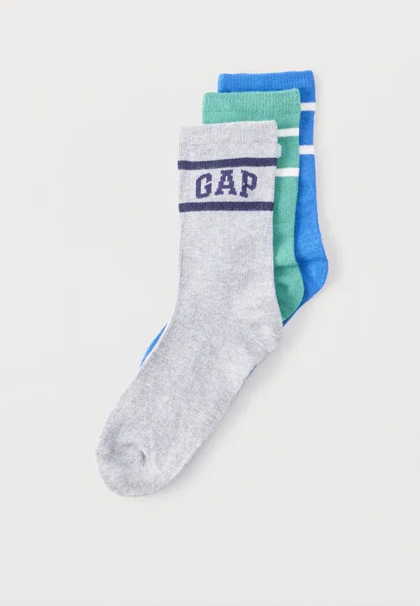 Комплект из 3 пар носков унисекс с логотипом - носки с круглым вырезом Gap, синий/зеленый/серый