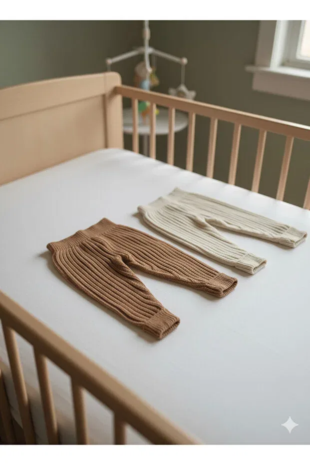 Детские леггинсы для девочек хлопковые Basics Nimini Kids, Coffee-Ecru — фото 2